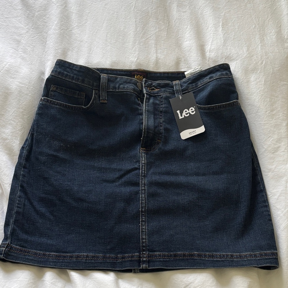 Lee Navy Blue Denim Mini Skort MidRise Size 10